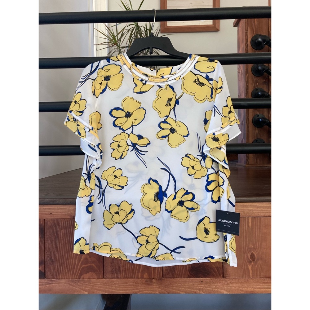Liz Claiborne White Floral Blouse
